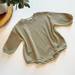 Junie Grey Sage Green Waffle Romper | 18-24m